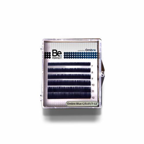 Ресницы цветные BePerfect Ombre Blue MIX 6 линий