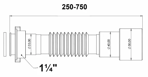 Труба гибкая раздвижная BETTOSERB 750мм 1"1/4 40/50 41005