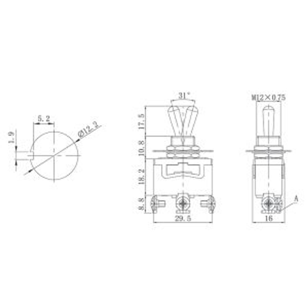 Тумблер 250В 10А (3c) вкл-выкл-(вкл) однополюсной (KN-113) REXANT
