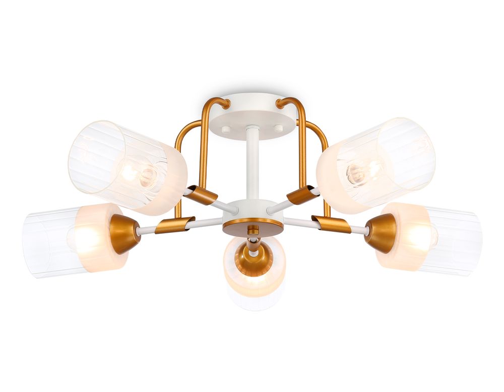 Светильник подвесной TR303323/5 WH/GD/CL/FR белый/золото/прозрачный/белый матовый E27*5 max 60W D620*200