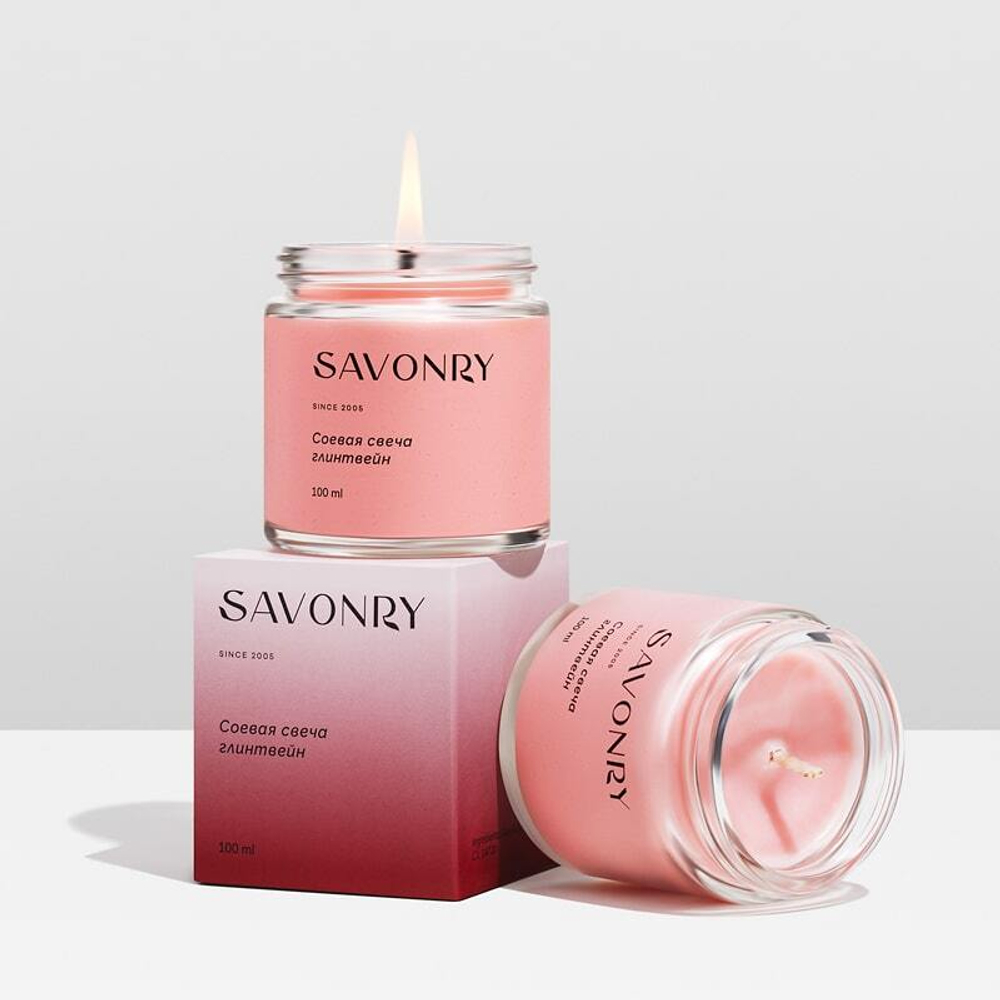 Свеча ароматическая соевая Глинтвейн, ТМ SAVONRY