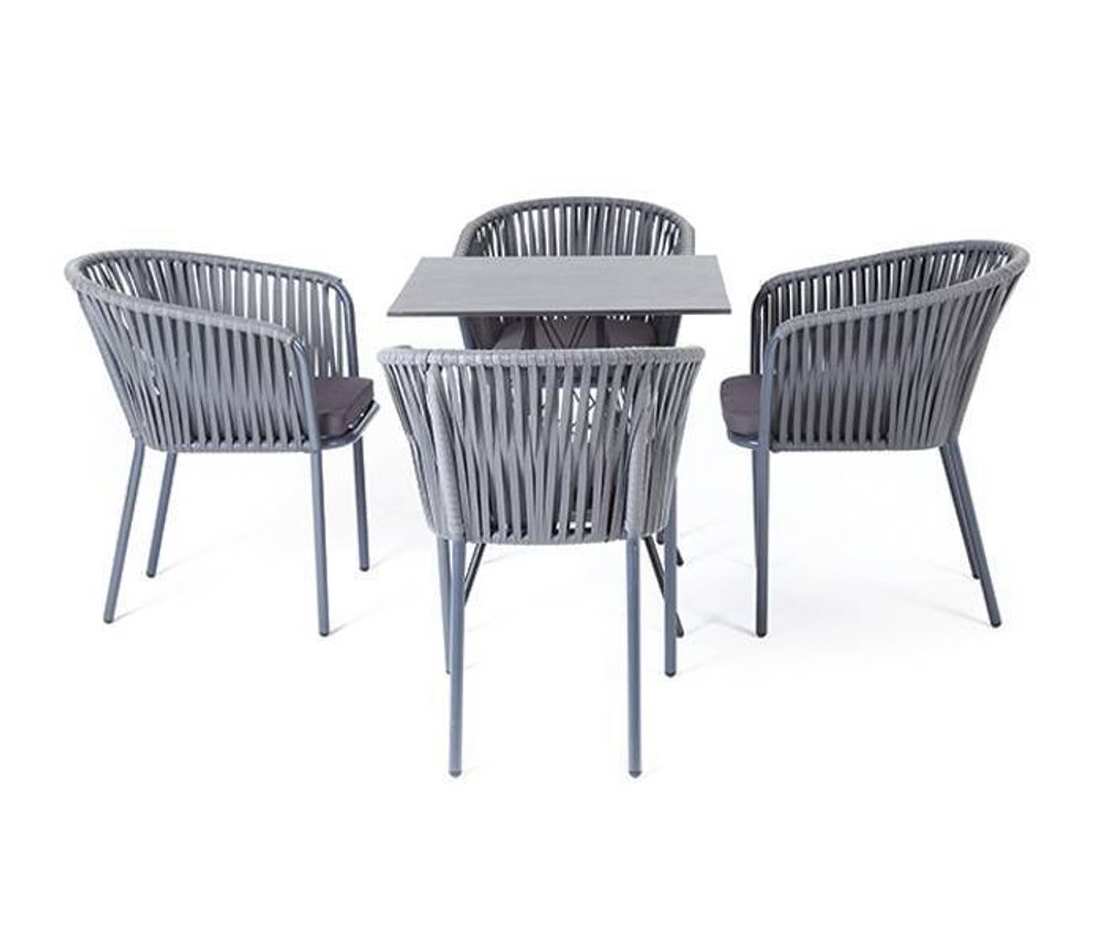 "Конте" обеденная группа на 4 персоны, квадратный стол, цвет "серый гранит"