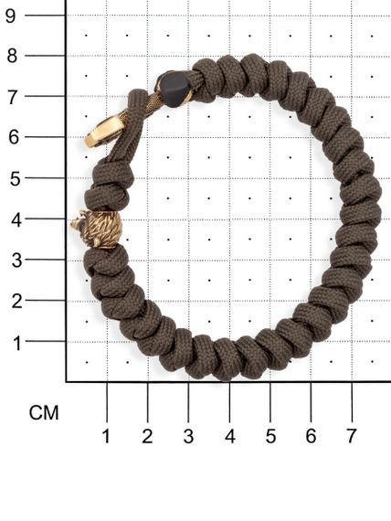 Браслет из оливкового паракорда с шармом Молот тора Мьельнир и медведем из бронзы, на размерной сетке