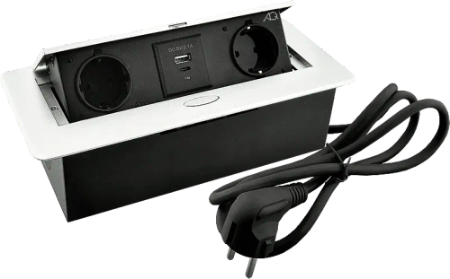 Удлинитель AQ PLUG-X H2 горизонтальный 2xSCHUKO 1xUSB А 1xUSB C белый