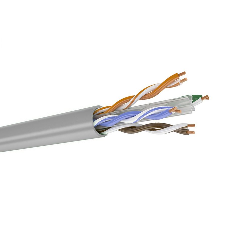 Патч-кабель Datarex DR-144001 категории 6, 4 пары U/UTP, 23AWG, PVC (нг(А)-LS), серый, катушка 305 м