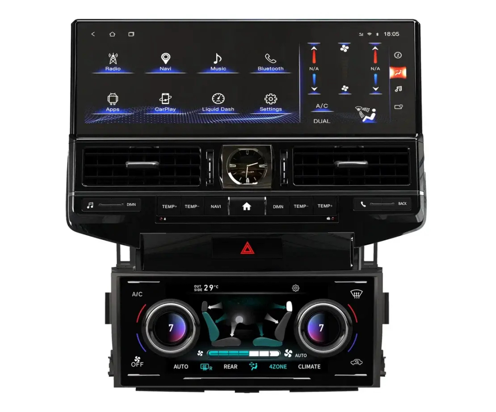 Магнитола для Toyota Land Cruiser 200 2007-2015 (экран климата внизу) - Carmedia ZH-T1601X на Android 12, 8Гб+128Гб, 4G SIM-слот, CarPlay