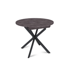 Стол круглый раздвижной Твист (90+30) камень темный / опоры черные