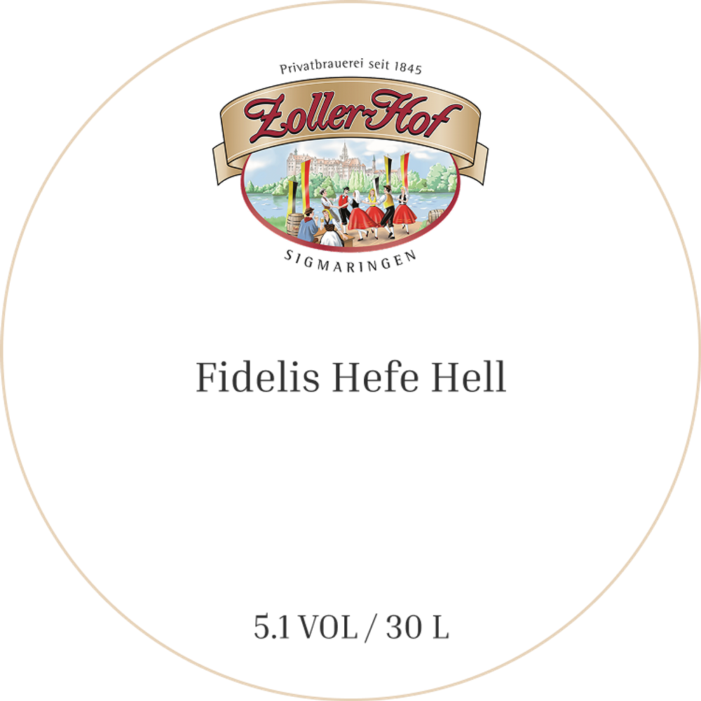 Пиво Цоллер-Хоф Фиделис Хефе Хель / Zoller-Hof Fidelis Hefe Hell 30л - кег