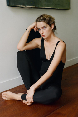 ZARA КОМБИНЕЗОН НА БРЕТЕЛЯХ С ПОЛИАМИДОМ И МОЛНИЕЙ, ЧЕРНЫЙ