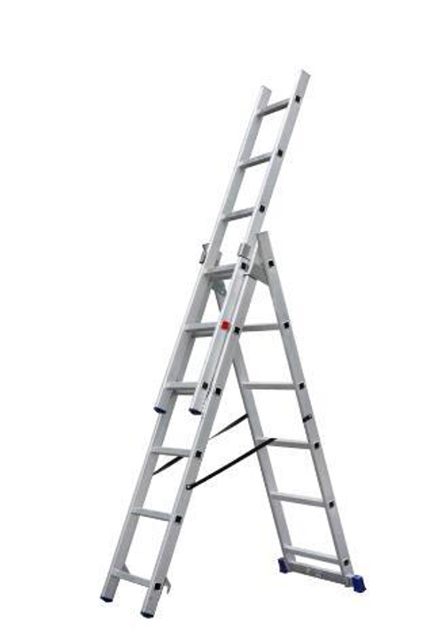 Лестница алюмин.  3секц*  6ступеней (1,66м-2,56м-3,43м) / Smarty