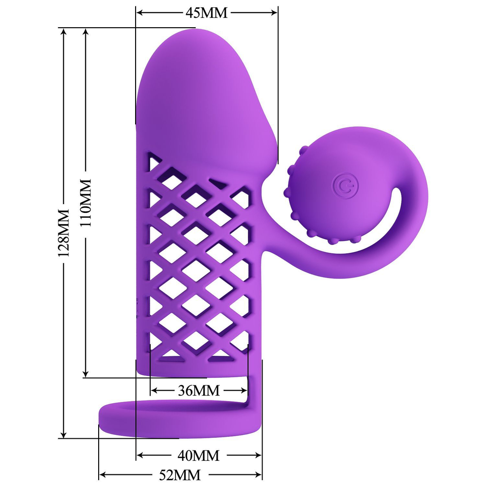 Фиолетовая вибронасадка с клиторальным отростком Harden (Цвет: фиолетовый)