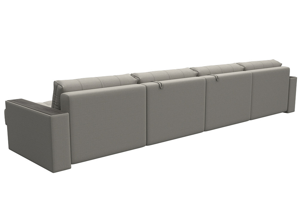 Диван П-образный с декором Лига-049 НПБ Лонг, Амур 02 рогожка бежевый