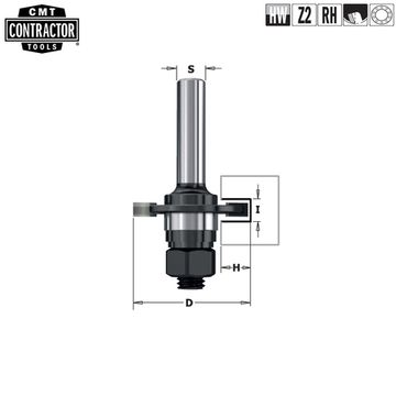 Фреза концевая пазовая с державкой, подшипником и гайкой Сontractor (40x3 мм; S=8 мм) CMT K922-330A