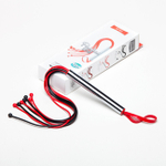 Чёрно-красная латексная плеть с шариками на конце Pearl (35 см, черный, красный, серебро) (Цвет: черный, красный, серебро)