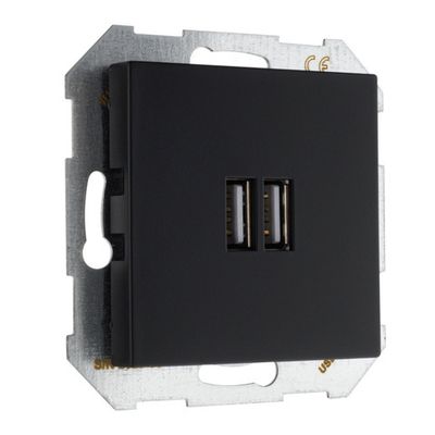 USB A+A розетка, 3400 мА LIREGUS RETRO IUK-2-01.R/SWM чёрная матовая