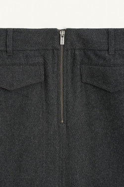 ZARA ЮБКА МИДИ ИЗ СМЕСОВОЙ ШЕРСТИ, СЕРЫЙ