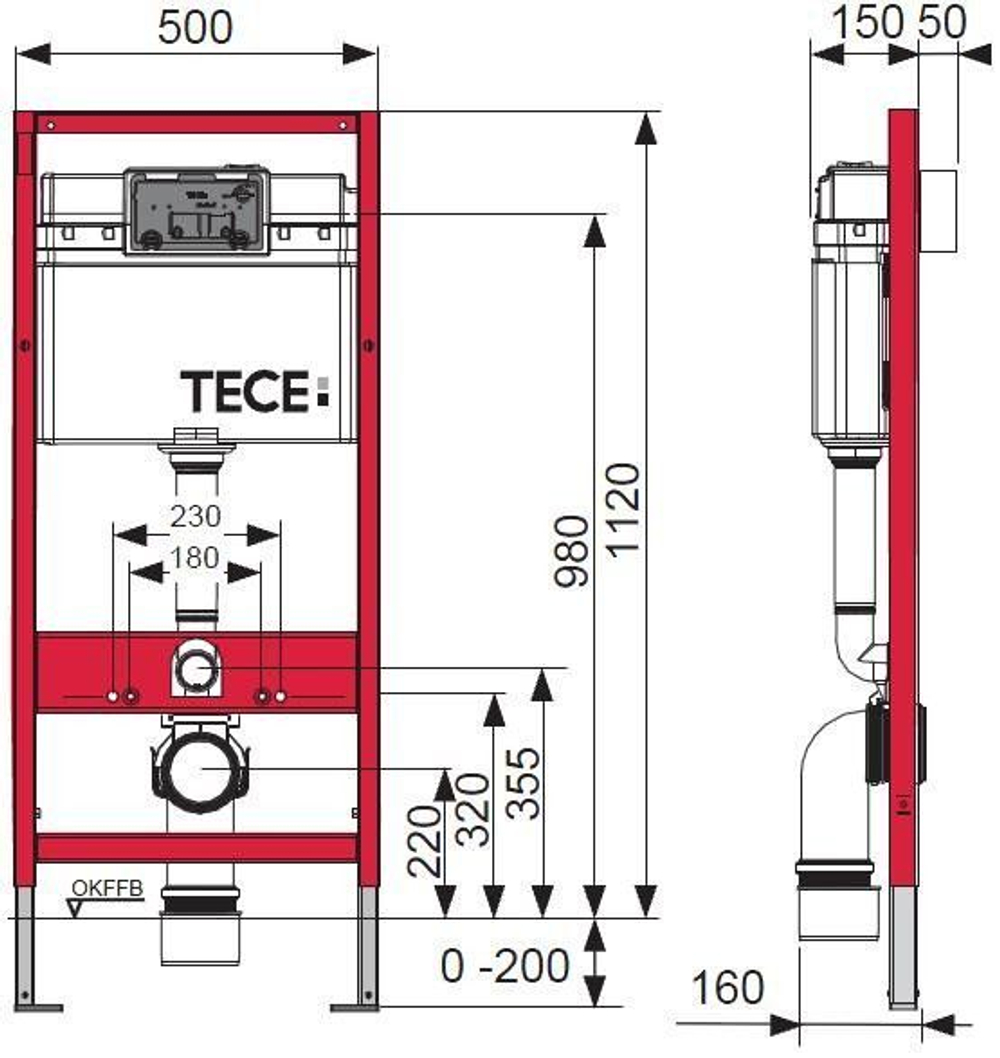 Инсталляция для унитаза Tece TECEbase 9400401