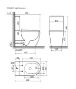 Унитаз напольный Ceramica Nova Mia CN1801T-B/CN1801T-T белый, безободковый, с крышкой микролифт, слив торнадо
