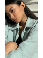 Костюм - пижама с шортами из муслина домашний оверсайз