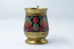 Кружка с полихромным ориентальным декором. Индия, ручная работа. II половина XX в.Ширина - 14см. Выс