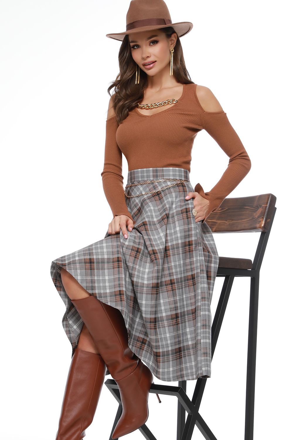 Юбка расклешенная в клетку DStrend (Акция)