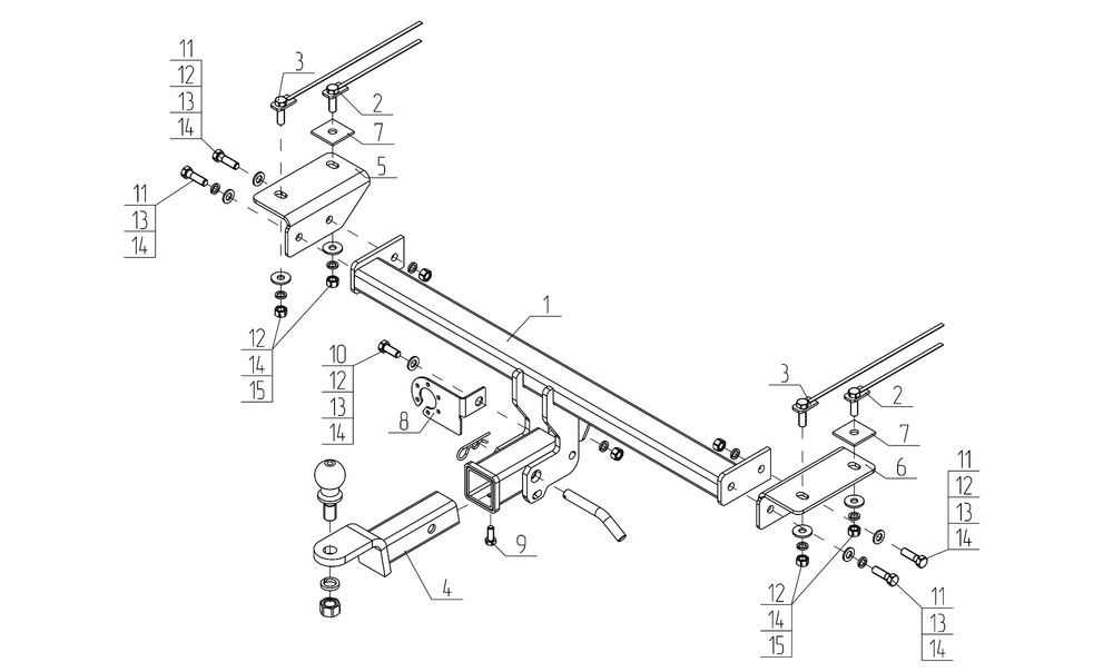 Фаркоп на JETOUR Dashing под квадрат (2023-) (без электрики, паспорт/сертификат в комплекте) Автос.CE10B