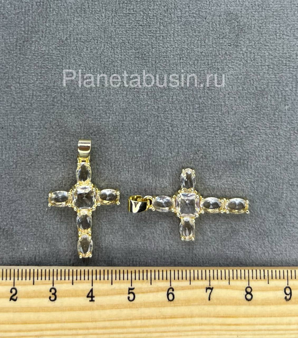 Подвеска люкс (Корея) крест со стеклом 0872
