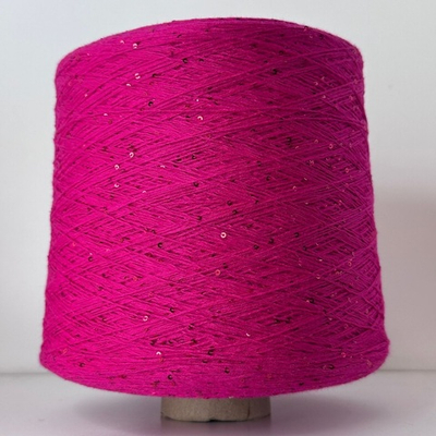 FORTE; 100% хлопок, пайетки 2мм; 640м/100гр; цвет нити ярко-малиновый, пайетки в цвет нити