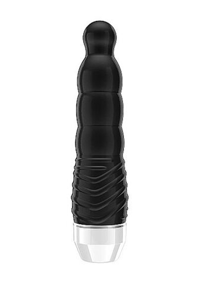 Чёрный сужающийся кверху вибратор Lirah - 15 см. (Цвет: черный)