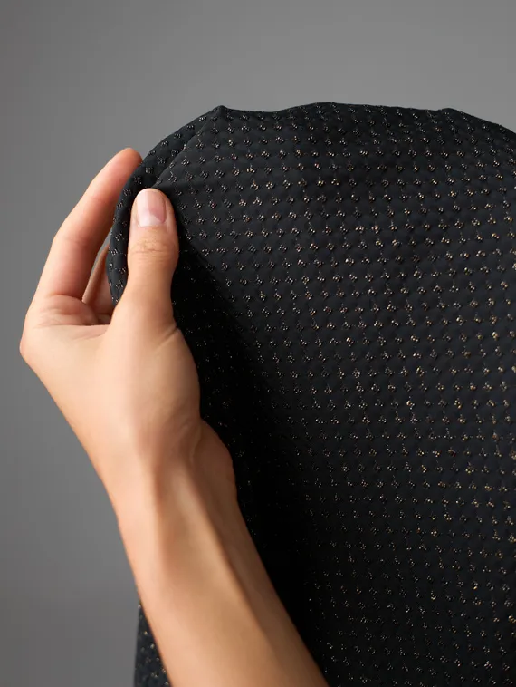 Микрофибра фактурная, жаккард, Турция, черный /золото (мерный лоскут)