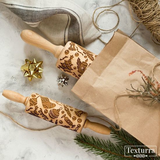 Малая скалка с узором Рождественские венки