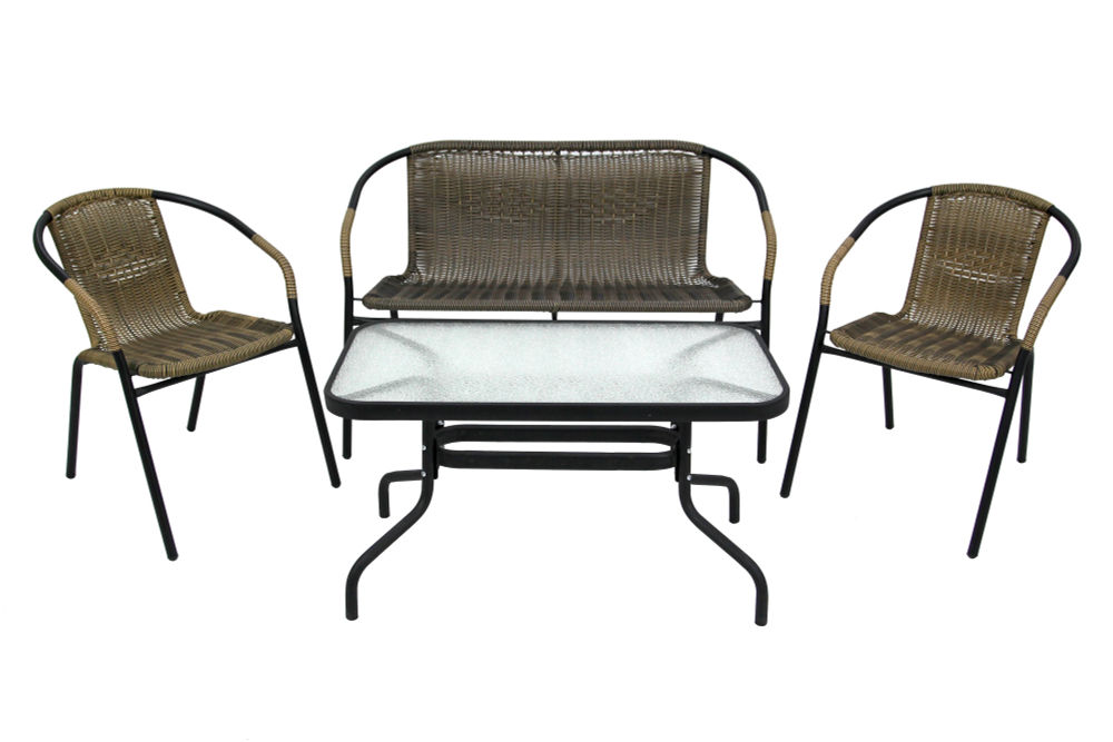 Набор мебели Garden Story Марсель делюкс (2 Стул Garden Storyа+диван+стол 90х50см, каркас черн, ротанг желто-черный)