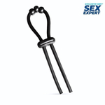 Черное эрекционное кольцо со стимулирующими бусинами (Цвет: черный)