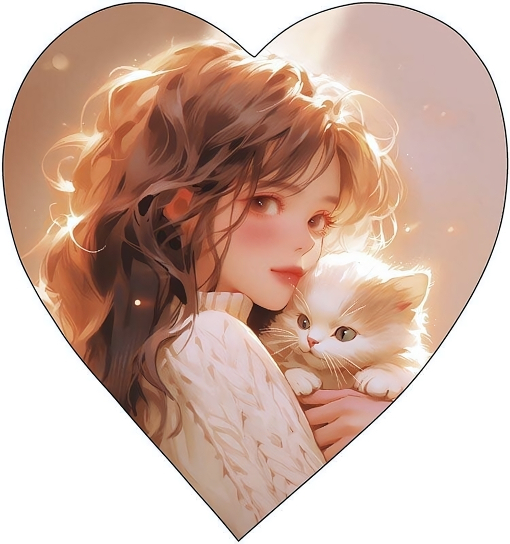 Открытка 60*60мм. "Девушка" (АртДизайн)