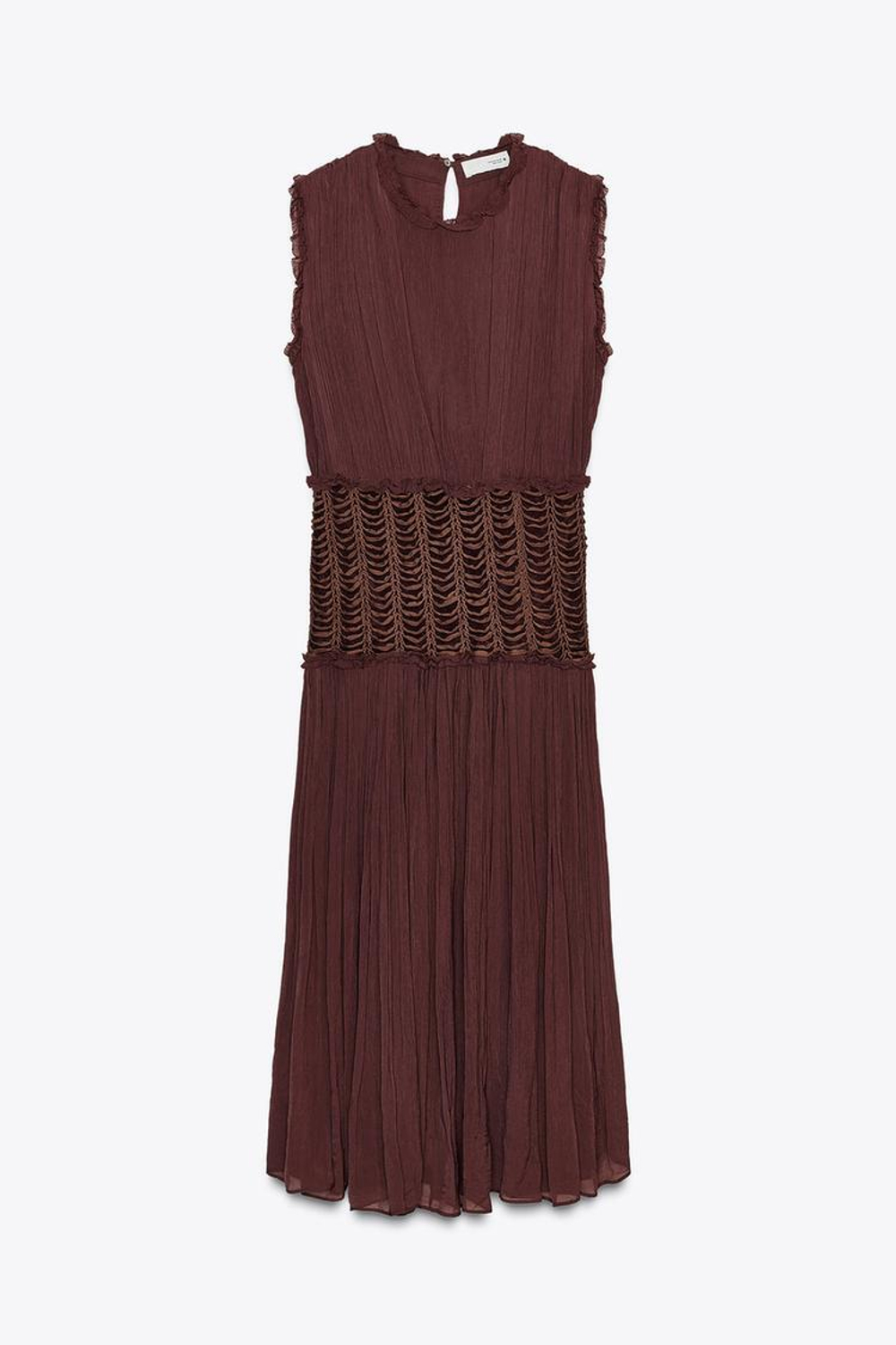 ZARA ПЛАТЬЕ С ВЫШИВКОЙ НА ТАЛИИ — ZW COLLECTION, БАКЛАЖАННЫЙ