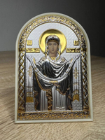 Покрова БМ, икона арочная, пластик белый 80х115