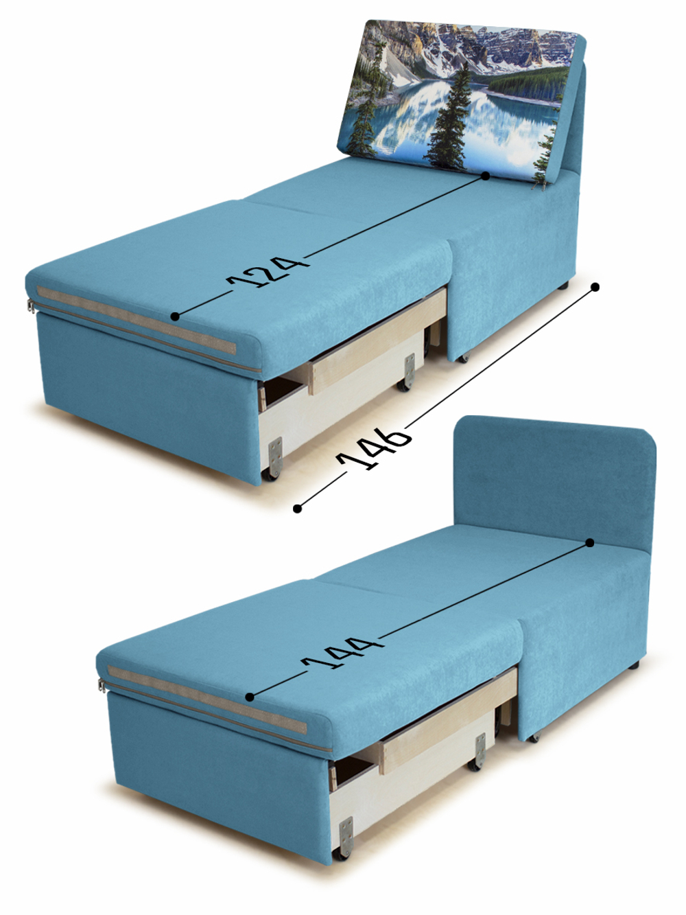 Кресло-кровать "Миник" 70 см, купон Пейзаж