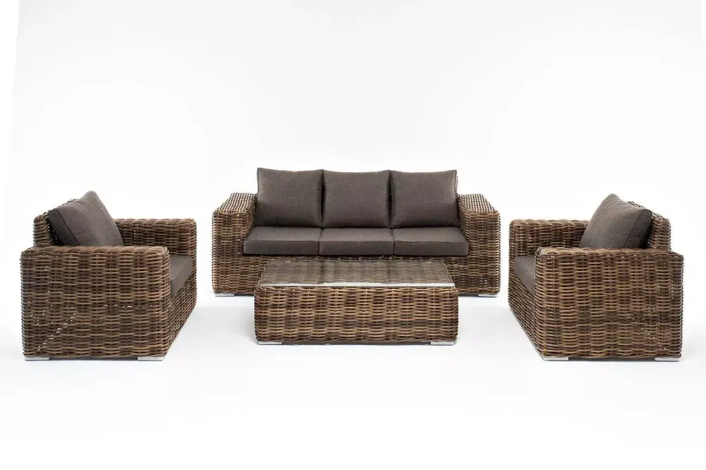 "Палермо" лаунж-зона из искусственного ротанга, цвет соломенный