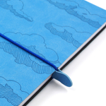 НОВИНКА! Блокнот "Облака" в клетку А5 128 листов, гибкая обложка из экокожи (цвет голубой) с блинтовым тиснением рисунка по полю