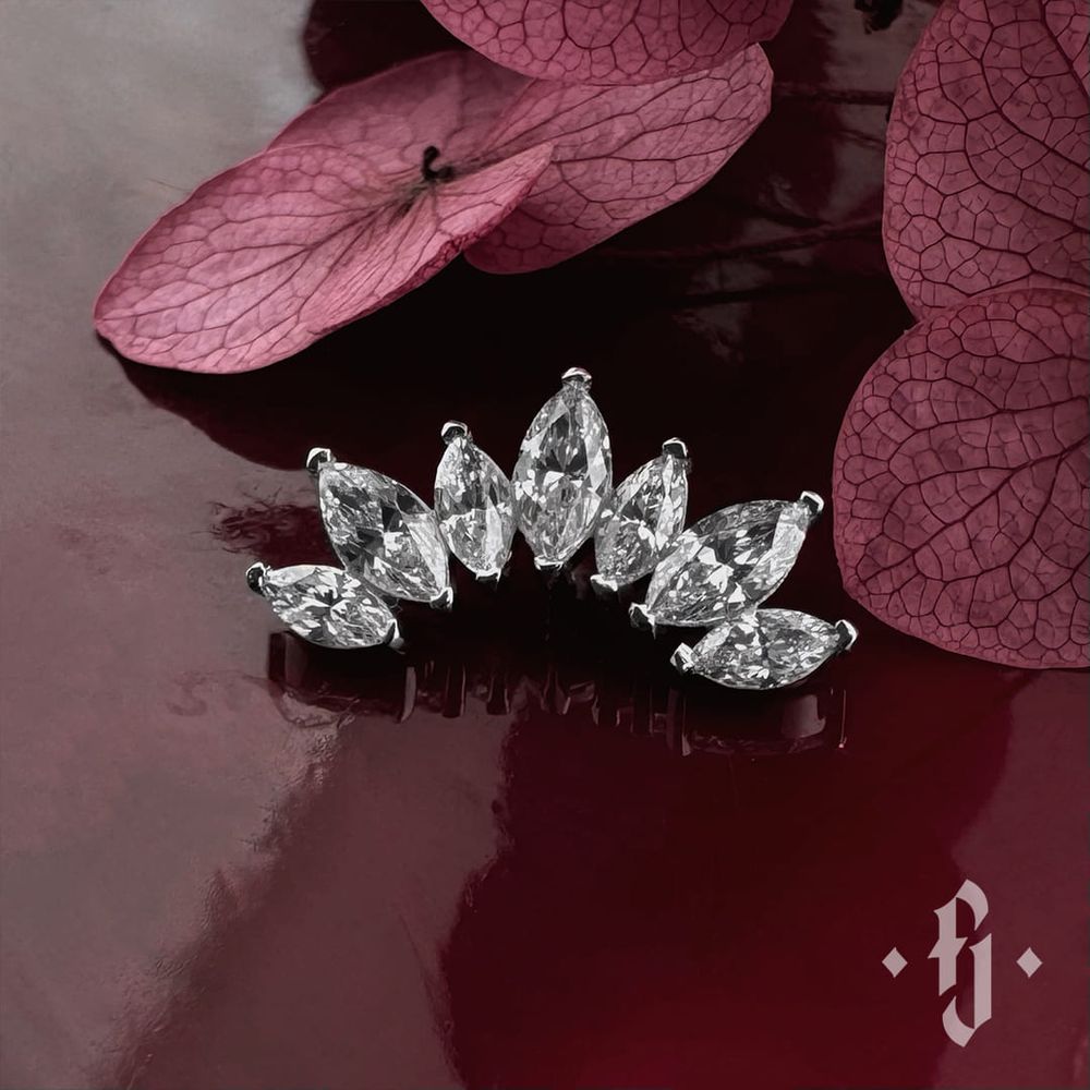 Кластер &quot;Sunshine Marquise&quot; - Белое золото - White CZ