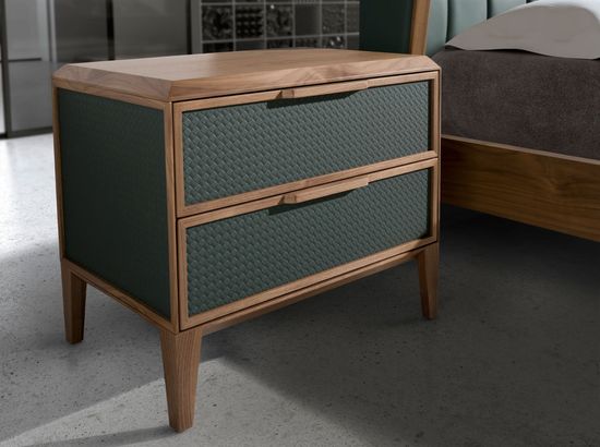 Прикроватная тумбочка 7149/CP2305-H темно-зеленого цвета из пластика и ореха