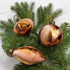 Набор стеклянных украшений Рождественская акварель 80 мм., 12 шт., золото с переливом, Christmas DeLuxe (87200)