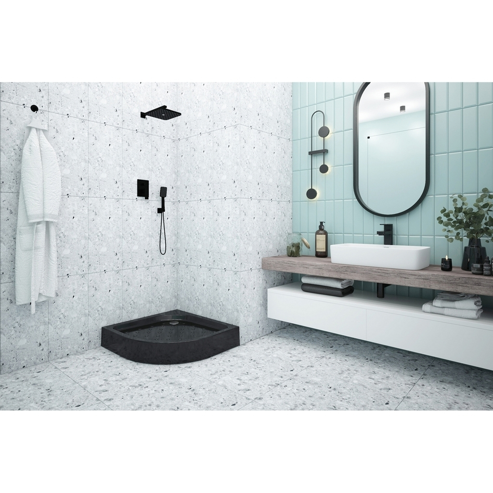 Поддон полукруг 0,9*0,9*0,06 "Classic N"акрил d 90 (каркас+экран) выс.16 см BLACK