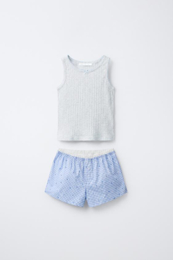 ZARA ПИЖАМА В КЛЕТКУ ВИШИ, СИНИЙ