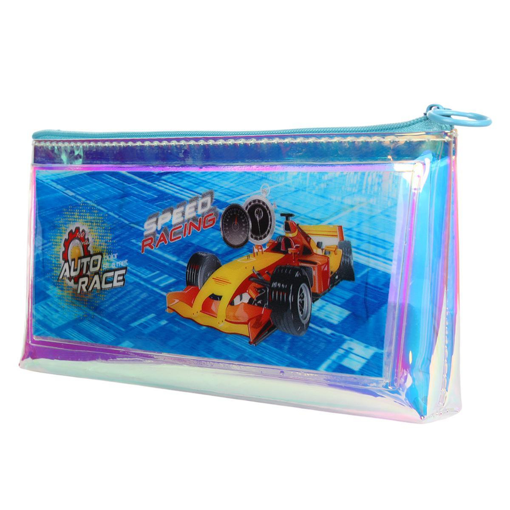 Пенал для мальчиков 20,5*9 см. синтетич,матер.,полупрозрачный(гладкий, перламутровый), 1 сторона цв.