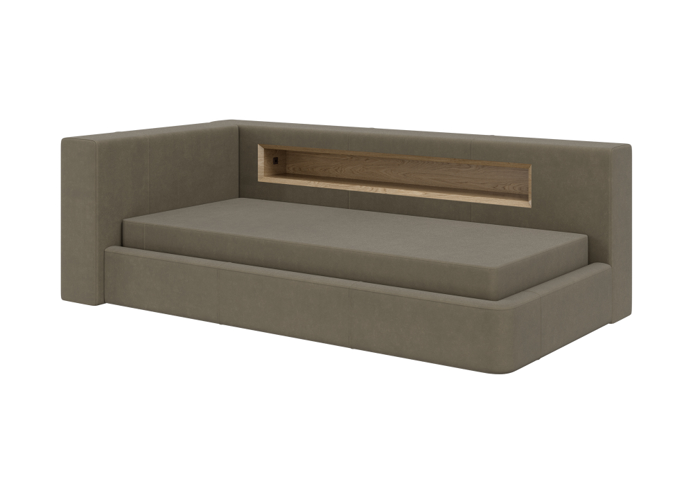Диван-кровать Cube c нишей L (серо-зеленый FiberGuard)
