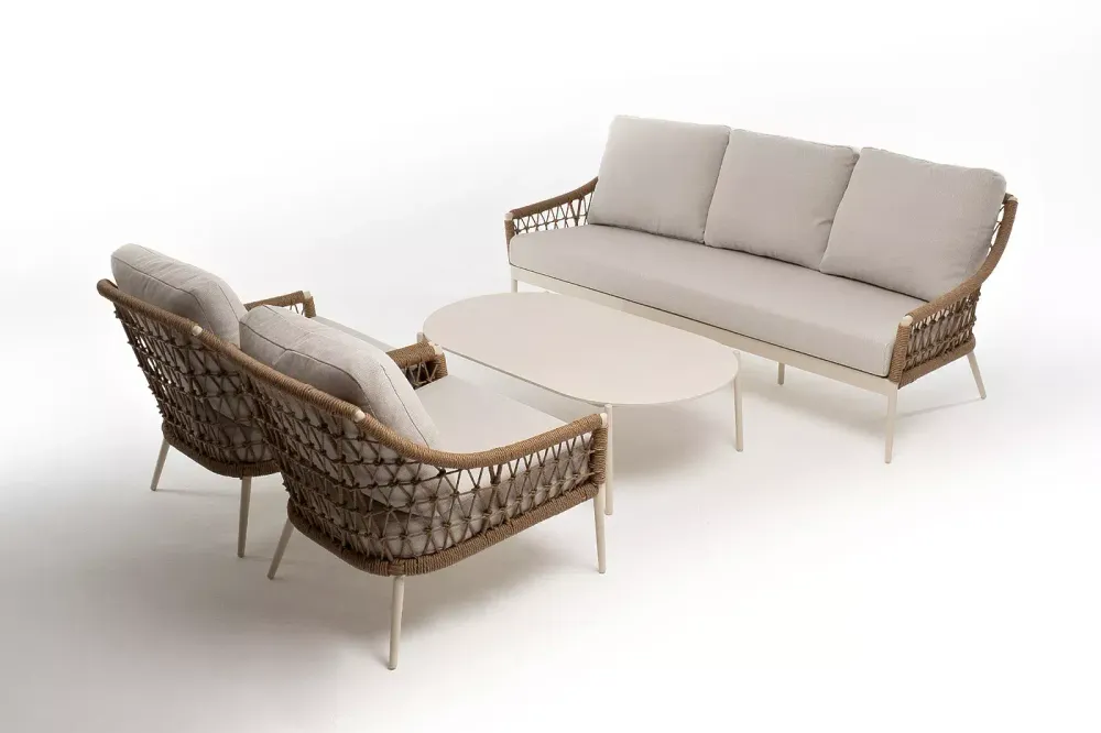 "Венеция" лаунж-зона из искусственного ротанга, цвет соломенный