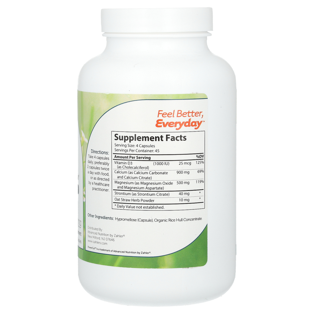Zahler, PowerCal, комплексная формула кальция, 900 мг, 180 капсул (225 мг в 1 капсуле)