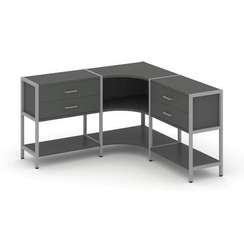 Shelf System Трехсекционный угловой стеллаж двухярусный с ящиками SN.STMU-231 Антрацит/Металл Серый