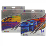 Карандаши цветные Yalong 24 цв., "Серебро" деревянные, шестигранные, грифель 3.0 мм, заточенные, картон. уп., европодвес